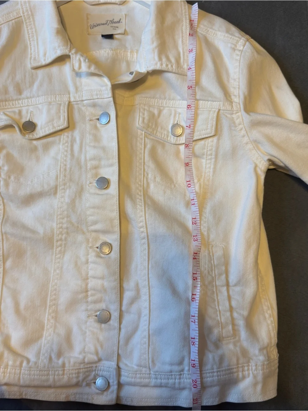 Universal Thread White Denim Jacket Medium Stretch Cotton Trucker Jacket